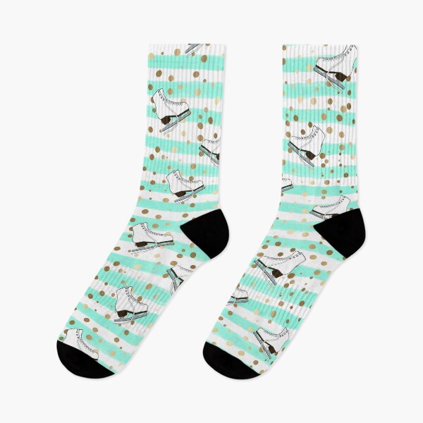 Item preview, Figure Skates with Cyan Stripes and Gold Dots designed and sold by Purposely Designed.