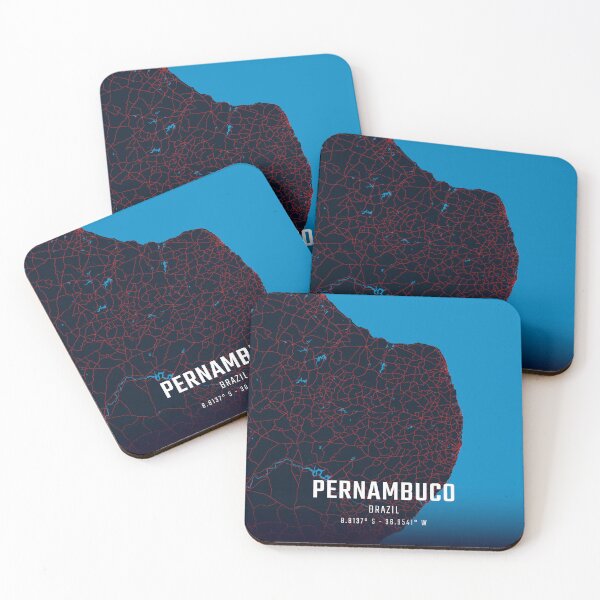 Item preview, Pernambuco Red & Blue Minimalist Map designed and sold by HomeLivingCo.
