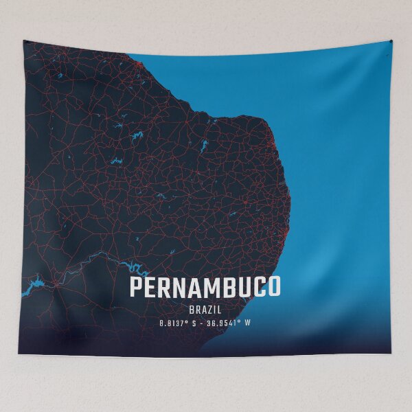 Item preview, Pernambuco Red & Blue Minimalist Map designed and sold by HomeLivingCo.