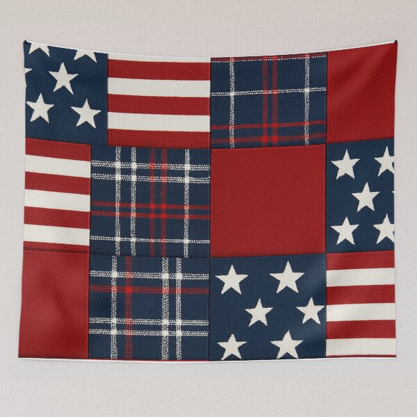 Item preview, Bright Vintage Patriotic Quilt Stars and Stripes Patchwork designed and sold by SassyArtistry.