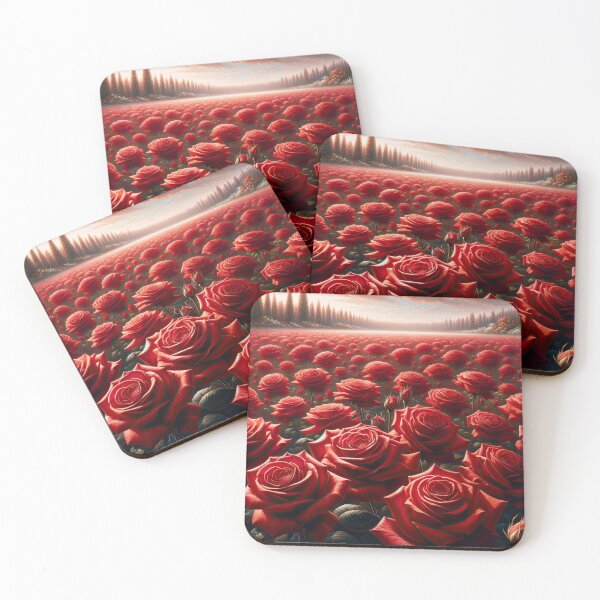 Item preview, Endless Red Rose Field – Romantic Floral Landscape Digital Painting Wall Art designed and sold by machinesdream.