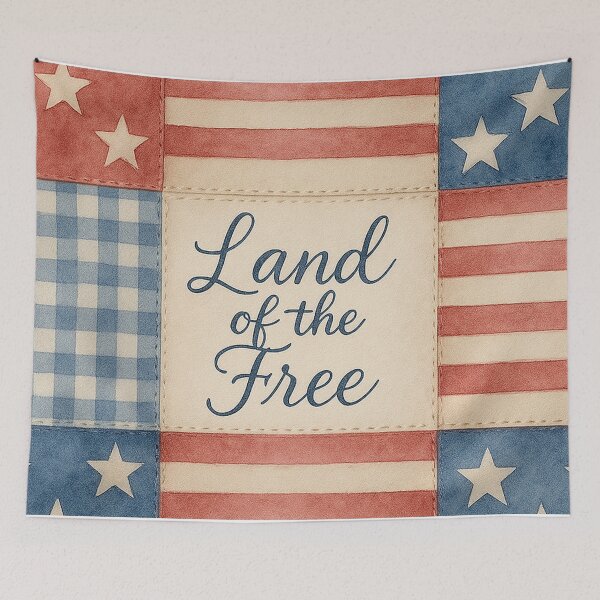Item preview, Free Land Vintage Patriotic Quilt Stars and Stripes Patchwork designed and sold by SassyArtistry.
