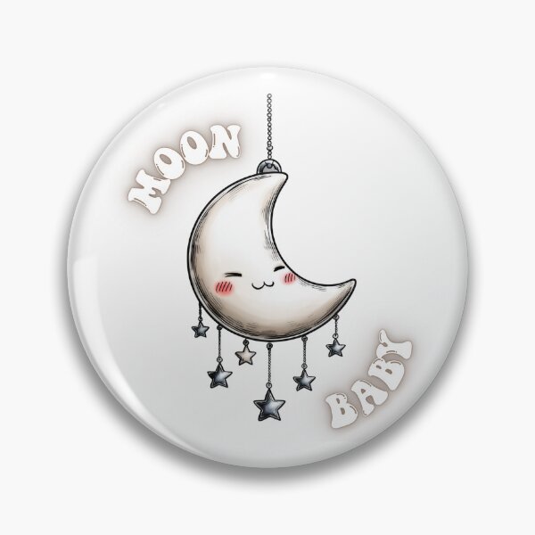 Item preview, Baby Moon – Sweet Crescent Moon with Dangling Stars designed and sold by ChibiNekoSpace.