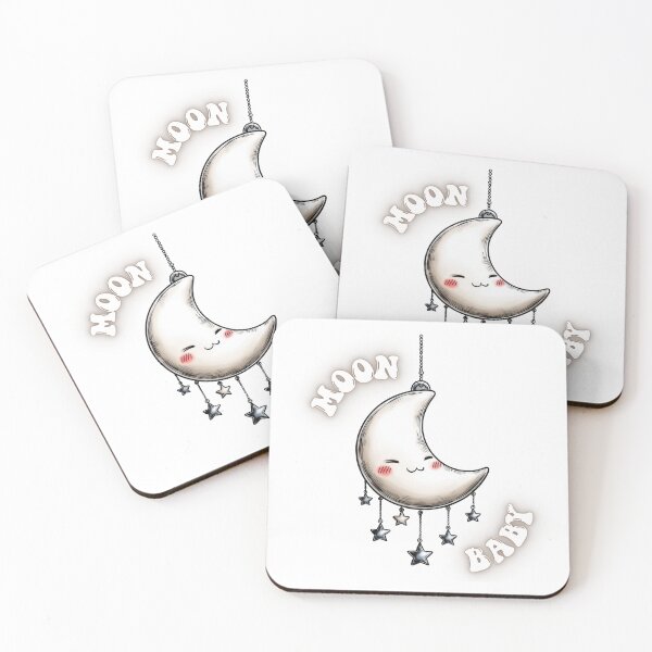 Item preview, Baby Moon – Sweet Crescent Moon with Dangling Stars designed and sold by ChibiNekoSpace.