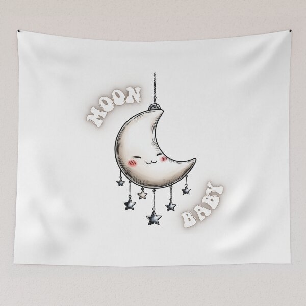 Item preview, Baby Moon – Sweet Crescent Moon with Dangling Stars designed and sold by ChibiNekoSpace.