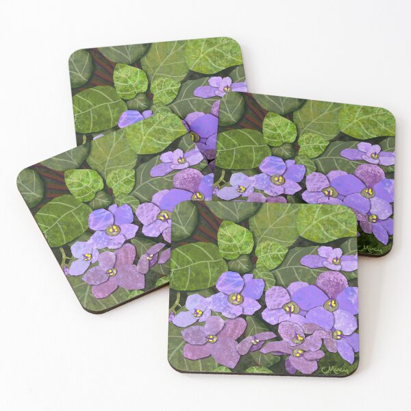 Item preview, Potted African Violet Digital Collage Illustration designed and sold by MarcyBrennanArt.