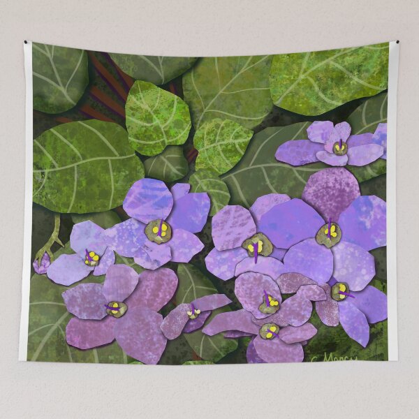 Item preview, Potted African Violet Digital Collage Illustration designed and sold by MarcyBrennanArt.