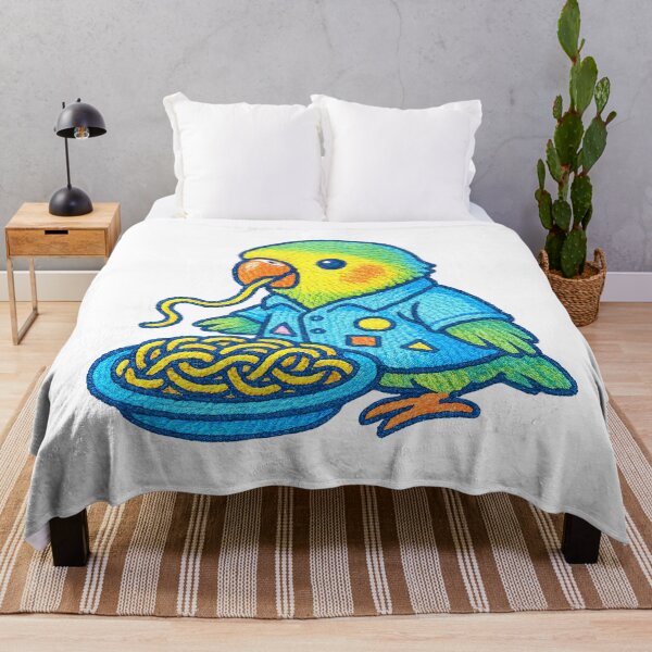 Item preview, Funny Parrot Eating Spaghetti Pasta Cartoon Humor designed and sold by TeeARTHY.