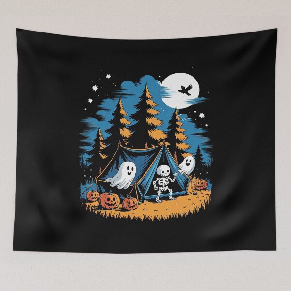 Item preview, Ghost Halloween Camping Skeleton Campfire Spooky Season designed and sold by BeetleMalon.
