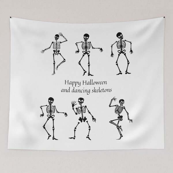 Item preview,  Happy Halloween And Six Black Dancing Skeletons. designed and sold by Dinasshop.