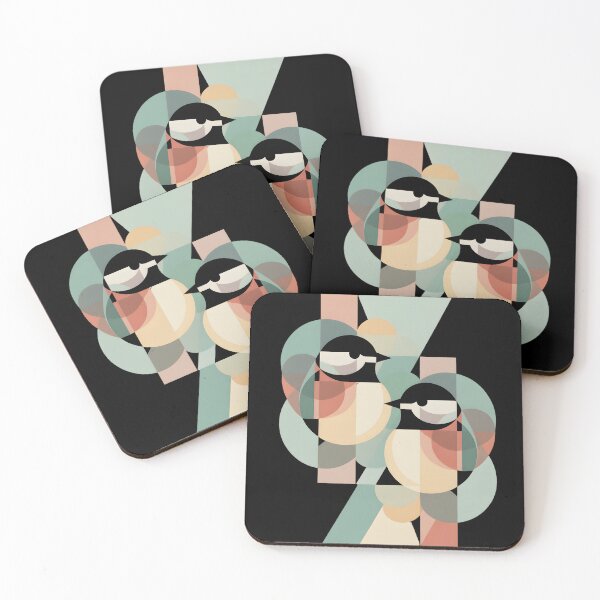 Item preview, Geometric Abstract Chickadee Birds – Modern Bauhaus Minimalist Art designed and sold by CalmDownZone ⭐️⭐️⭐️⭐️⭐️.