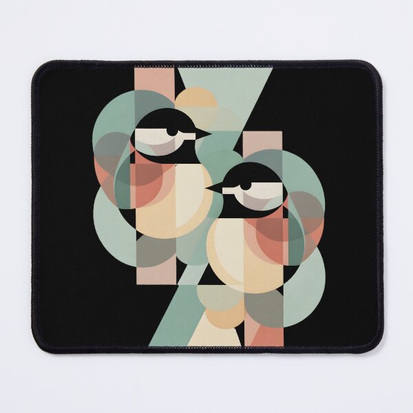 Item preview, Geometric Abstract Chickadee Birds – Modern Bauhaus Minimalist Art designed and sold by CalmDownZone ⭐️⭐️⭐️⭐️⭐️.