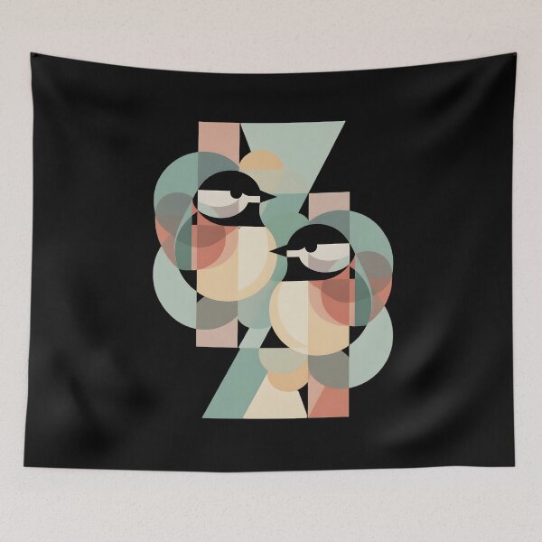 Item preview, Geometric Abstract Chickadee Birds – Modern Bauhaus Minimalist Art designed and sold by CalmDownZone ⭐️⭐️⭐️⭐️⭐️.