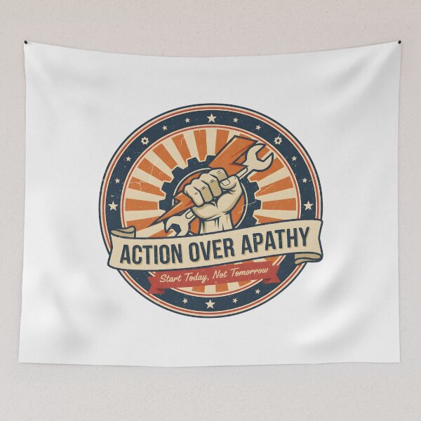 Item preview, Action Over Apathy | Start Today, Not Tomorrow designed and sold by DailyVibesMerch.