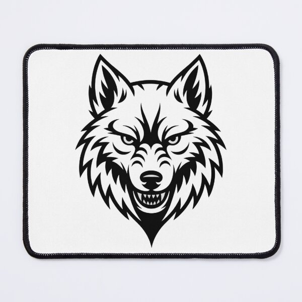Item preview, Fierce Wolf Head Black and White Illustration – Bold Tribal Animal Design designed and sold by Tidarat-27.