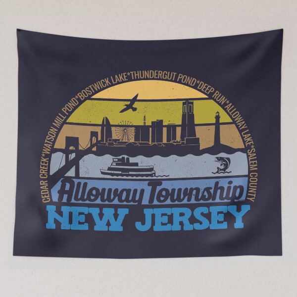 Item preview, Alloway Township New Jersey Sunset Retro Vintage Local Pride Logo designed and sold by CRHPOD20.