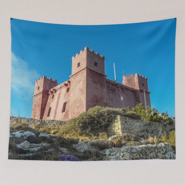 Item preview, Malta St. Agathas Red Tower Mediterranean Summer Panorama designed and sold by eclecTEEq.