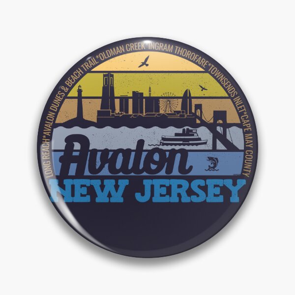 Item preview, Avalon New Jersey Sunset Retro Vintage Local Pride Logo designed and sold by CRHPOD20.