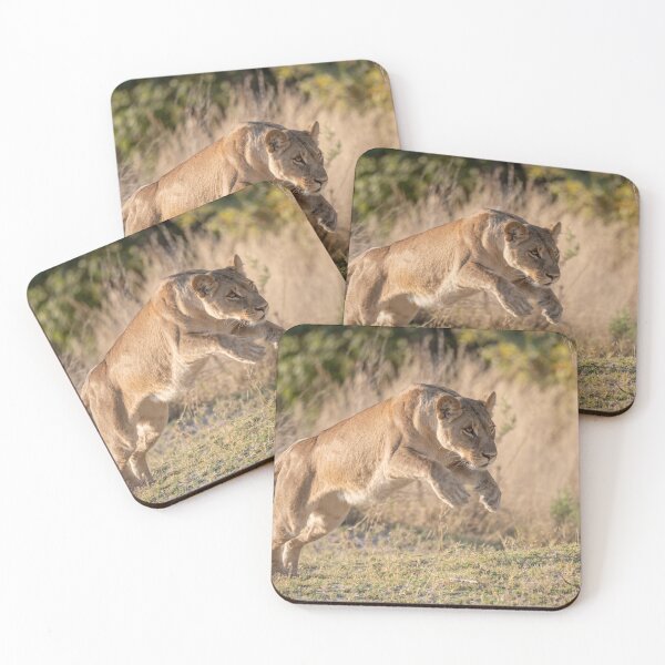 Item preview, Silent Thunder — Lioness in Mid-Leap, Moremi designed and sold by DavideAntoniani.