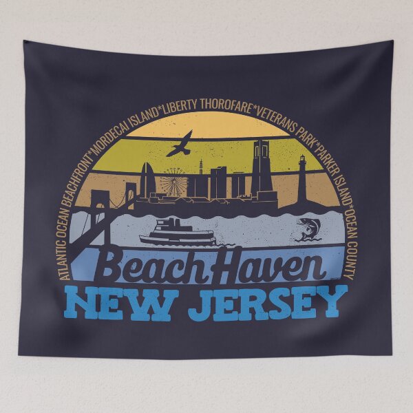Item preview, Beach Haven New Jersey Sunset Retro Vintage Local Pride Logo designed and sold by CRHPOD20.