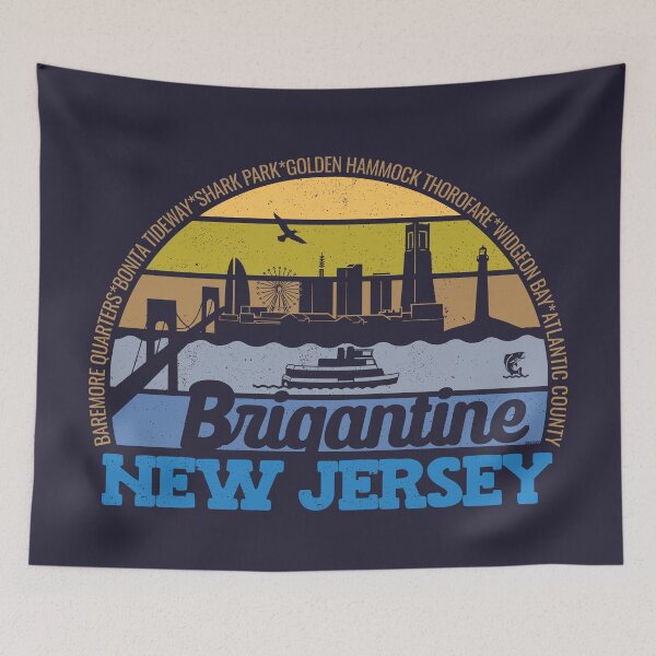 Item preview, Brigantine New Jersey Sunset Retro Vintage Local Pride Logo designed and sold by CRHPOD20.