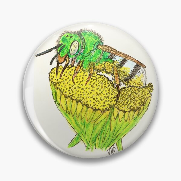 Item preview, A green metallic sweat-bee drunk on pollen designed and sold by Thoughtfulbugs.