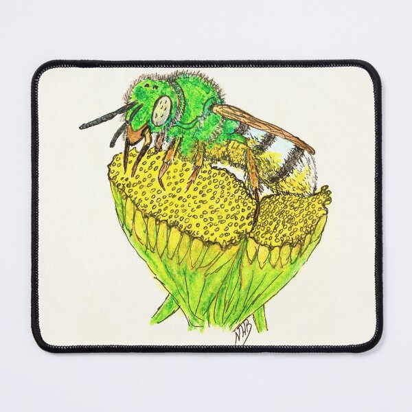 Item preview, A green metallic sweat-bee drunk on pollen designed and sold by Thoughtfulbugs.