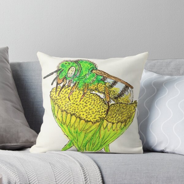 Item preview, A green metallic sweat-bee drunk on pollen designed and sold by Thoughtfulbugs.