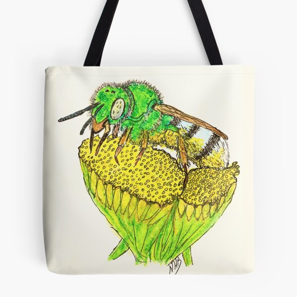 Item preview, A green metallic sweat-bee drunk on pollen designed and sold by Thoughtfulbugs.