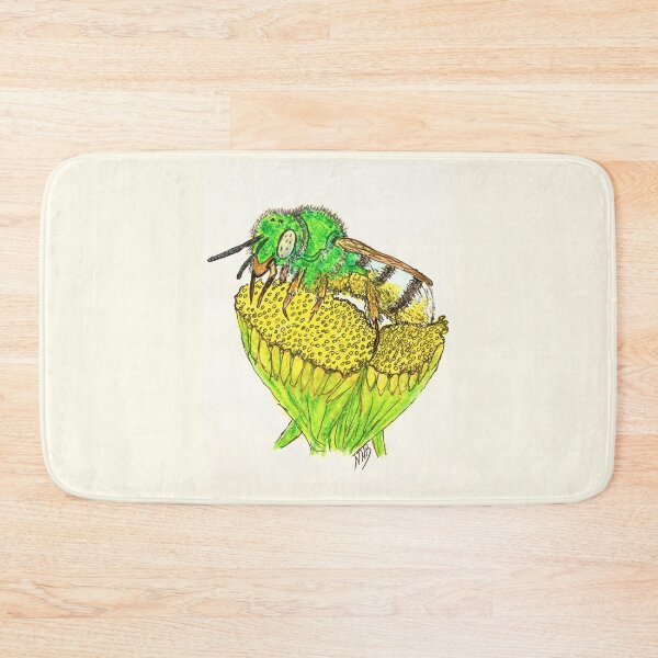 Item preview, A green metallic sweat-bee drunk on pollen designed and sold by Thoughtfulbugs.
