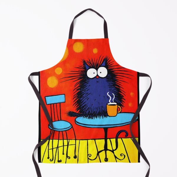 Item preview, Fluffy Black Cat Pretending Coffee Will Fix Everything While Sitting at Its Table designed and sold by OlfactoART Studio.
