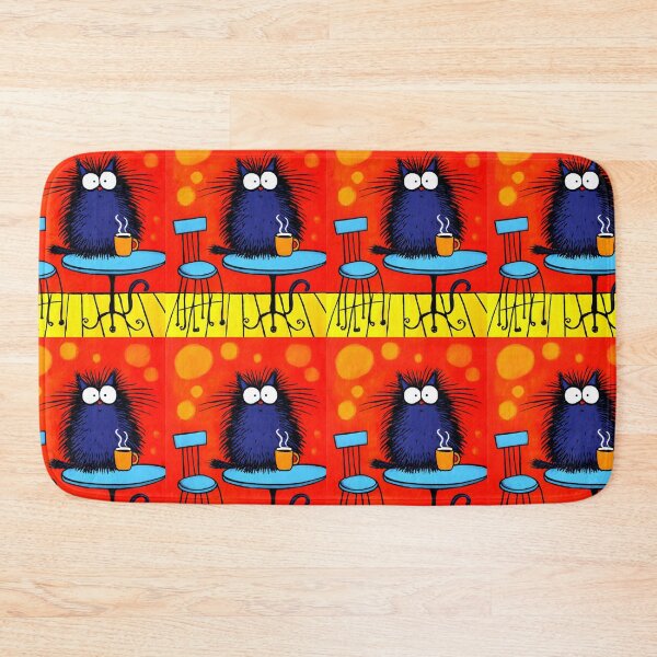 Item preview, Fluffy Black Cat Pretending Coffee Will Fix Everything While Sitting at Its Table designed and sold by OlfactoART Studio.