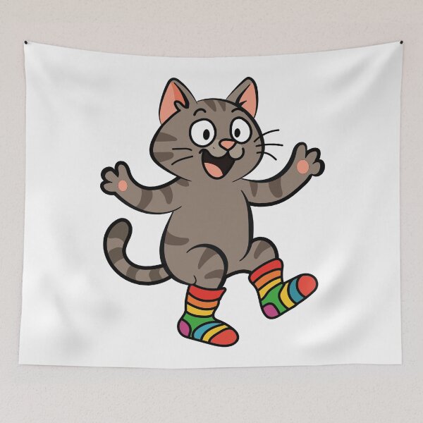 Item preview, Funny Cat with Colorful Socks designed and sold by Achily.