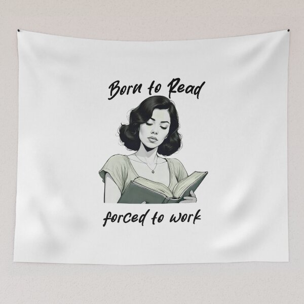 Item preview, Born To Read Forced To Work" Retro T-Shirt for Book Lovers designed and sold by store7azzouzi.
