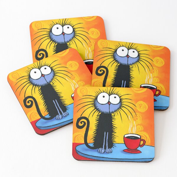 Item preview, Black Cat Clinging to Coffee Like It's Life Support While Staring at the Day Ahead designed and sold by OlfactoART Studio.