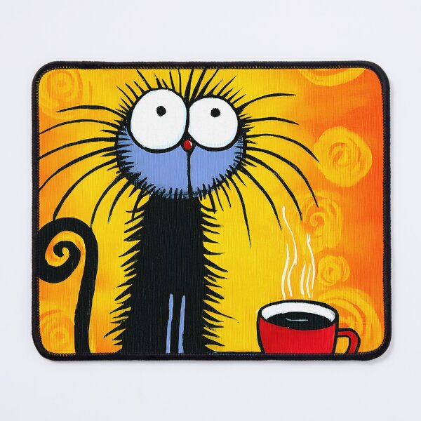 Item preview, Black Cat Clinging to Coffee Like It's Life Support While Staring at the Day Ahead designed and sold by OlfactoART Studio.