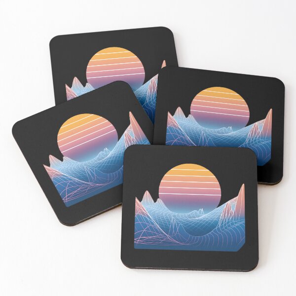 Item preview, Retro Futuristic Sunset Mountains | Vaporwave Synthwave Aesthetic Landscape Art designed and sold by DrawHandArt.