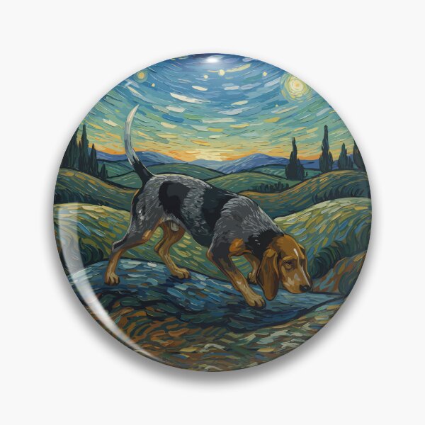 Item preview, Bluetick coonhound in the nigth with star and moon, impressionism, famous painting, Starry Night Style Van Gogh painting bluetick coonhound Lover designed and sold by Collagedream.