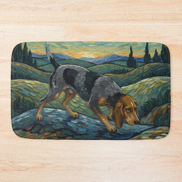 Item preview, Bluetick coonhound in the nigth with star and moon, impressionism, famous painting, Starry Night Style Van Gogh painting bluetick coonhound Lover designed and sold by Collagedream.