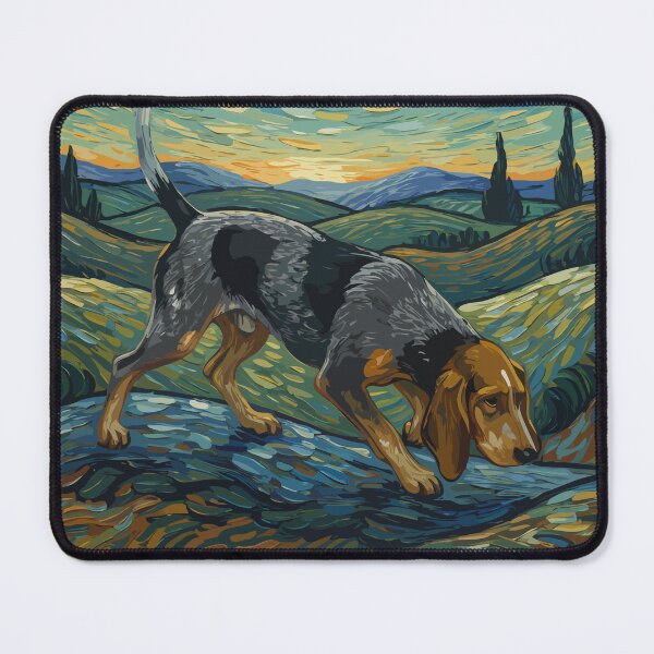 Item preview, Bluetick coonhound in the nigth with star and moon, impressionism, famous painting, Starry Night Style Van Gogh painting bluetick coonhound Lover designed and sold by Collagedream.