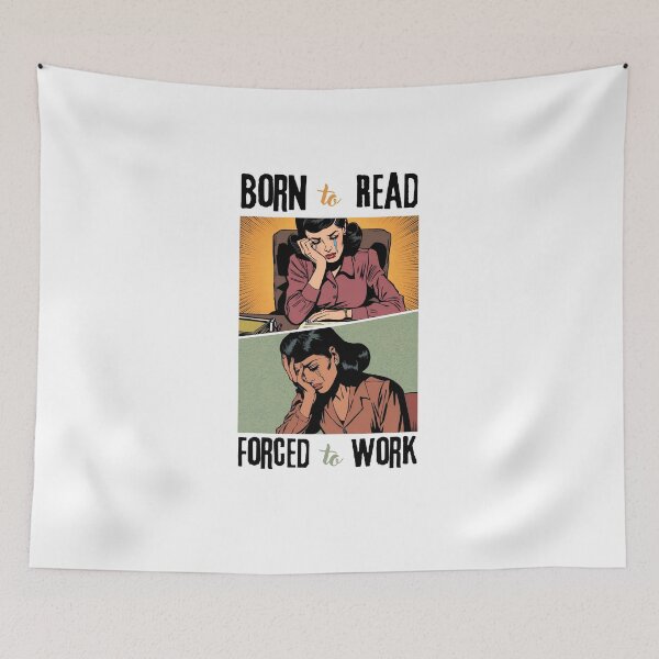 Item preview,   Born To Read Forced To Work" Retro T-Shirt for Book Lovers designed and sold by store7azzouzi.