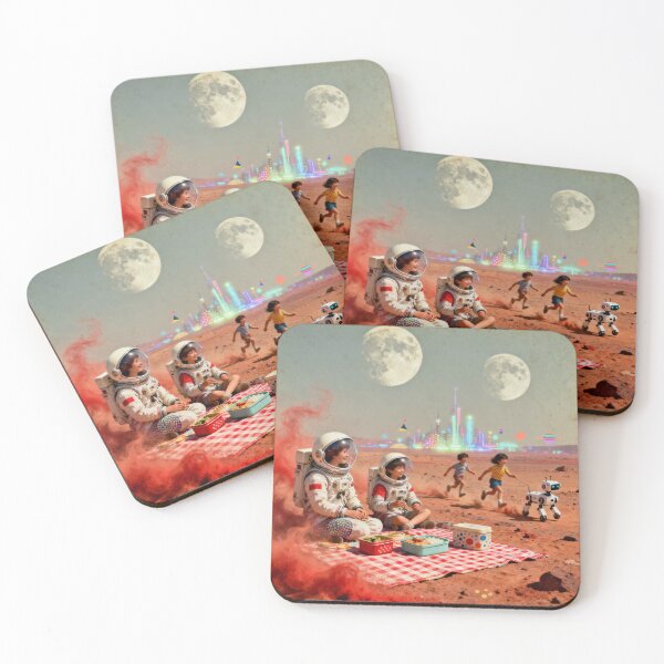 Item preview, Martian Picnic Dreams – Family, Stars & Future between Rocks, Robot & Galactic Glow designed and sold by FotoworldEdel.