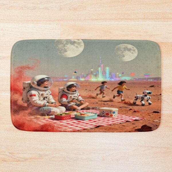 Item preview, Martian Picnic Dreams – Family, Stars & Future between Rocks, Robot & Galactic Glow designed and sold by FotoworldEdel.