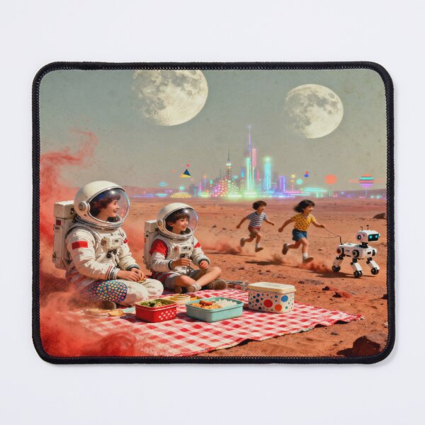 Item preview, Martian Picnic Dreams – Family, Stars & Future between Rocks, Robot & Galactic Glow designed and sold by FotoworldEdel.