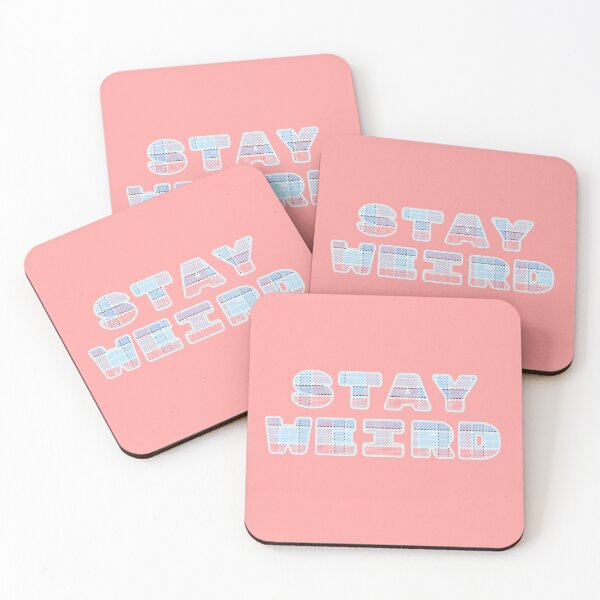 Item preview, Stay weird, a checkered inscription, soft colors designed and sold by silent-violin.