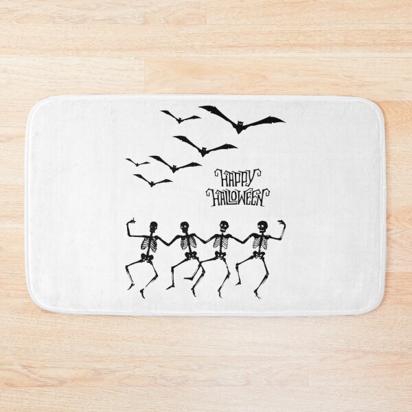 Item preview, Happy Halloween. Four Black Dancing Skeletons and Bats. designed and sold by Dinasshop.