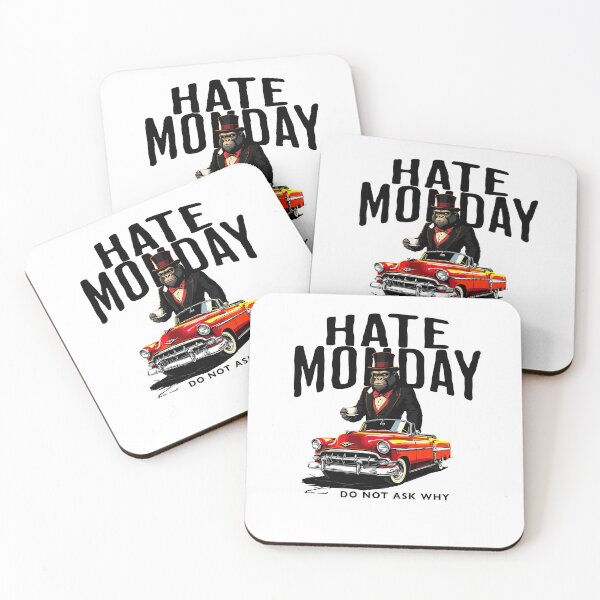 Item preview, Gentleman Gorilla with Classic Car – Funny “Hate Monday” Vintage Style Artwork designed and sold by AbderraimArt.