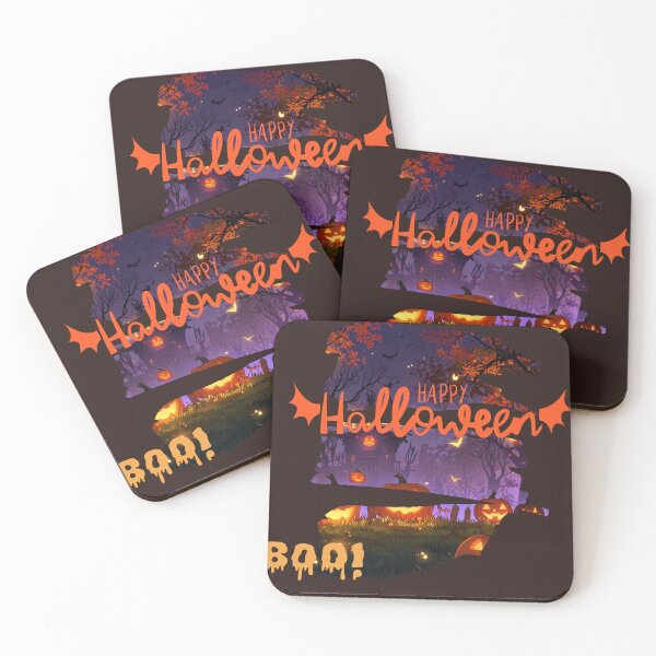 Item preview, Happy Halloween Pumpkin Patch – Spooky Cute Night Scene Illustration designed and sold by KomoFrames.