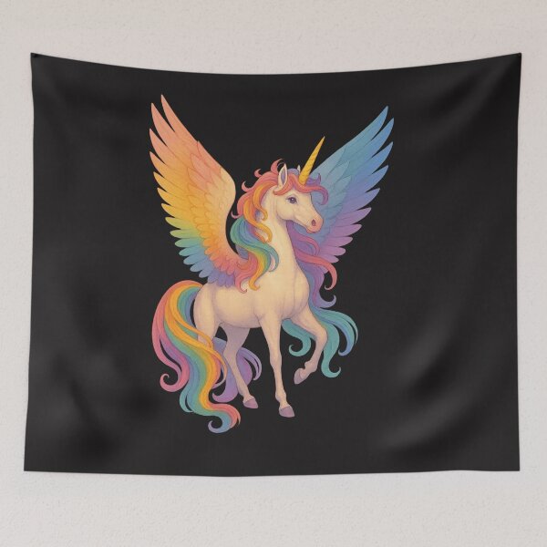 Item preview, Rainbow Alicorn – Majestic Winged Unicorn Fantasy Art designed and sold by SavedByGraceStudio.