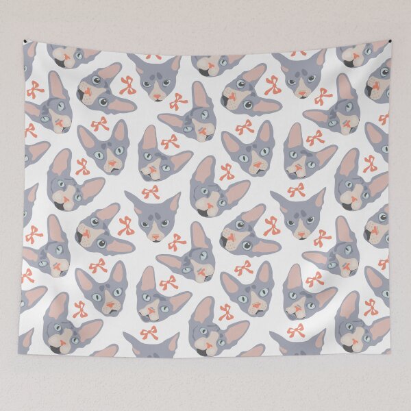 Item preview, Cute sphinx cat faces and bows - pattern designed and sold by Deepness2023.